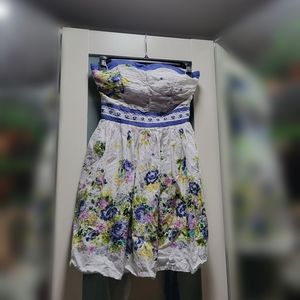 Pretty strapless floral day dress by my michelle